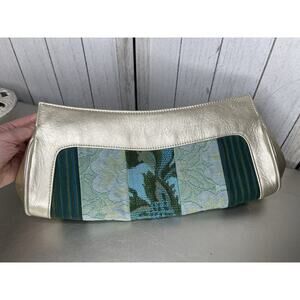 Kim White Vintage Tapestry Metallic Clutch Handbag British Bag Lucky Vogue